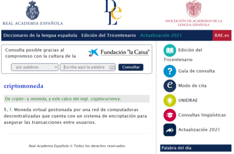 Bitcóin, cachopo, criptomoneda, gentrificación, geolocalización, poliamor,  transgénero y quinoa, nuevas palabras en el diccionario de la RAE, Cultura